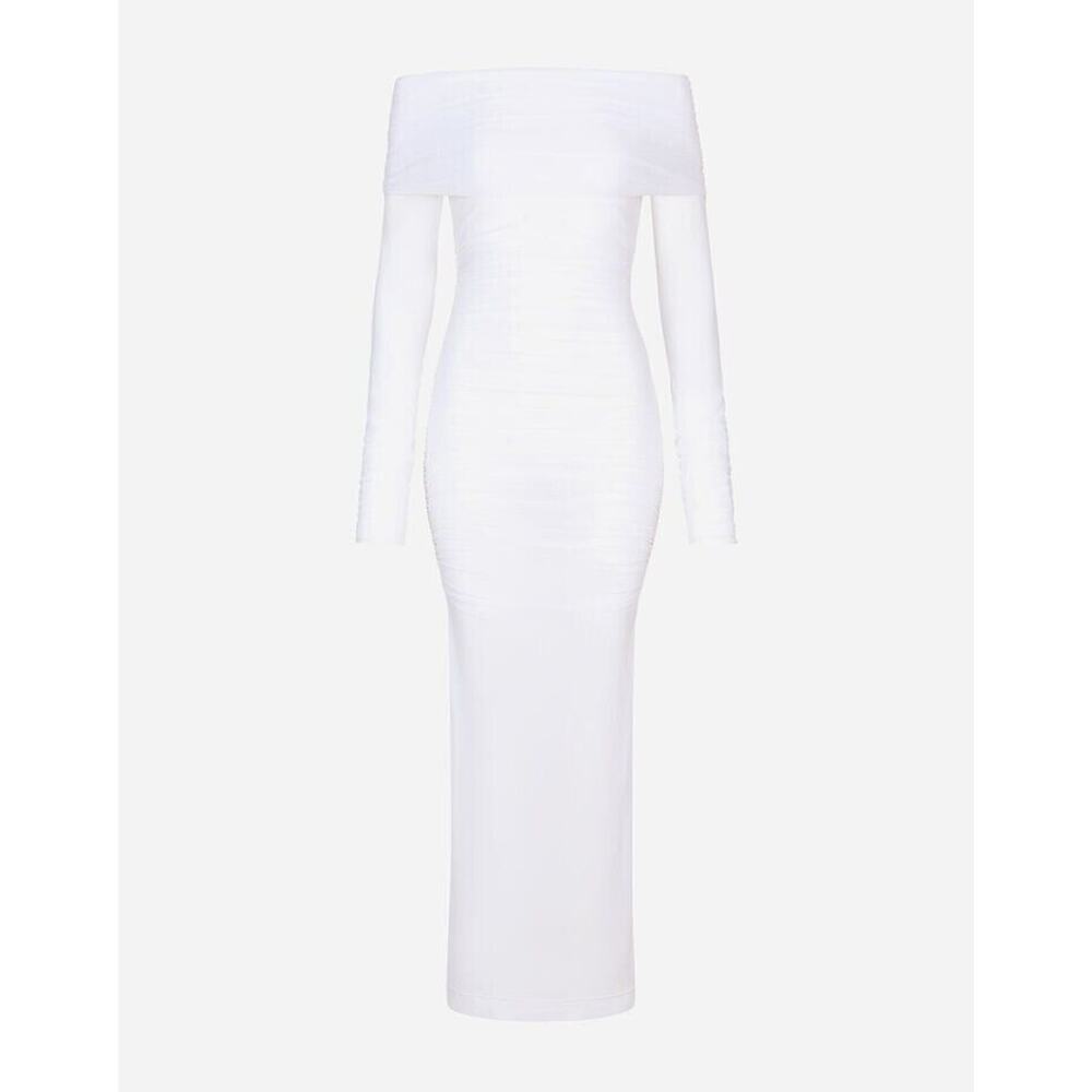 NWT Dolce & Gabbana x Kim Tulle Midi Dress IT 44 US 8 White Sheer $2,595